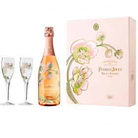 Coffret Perrier-Jouët Belle Epoque Rosé Millésimé 2006 avec 2 flûtes